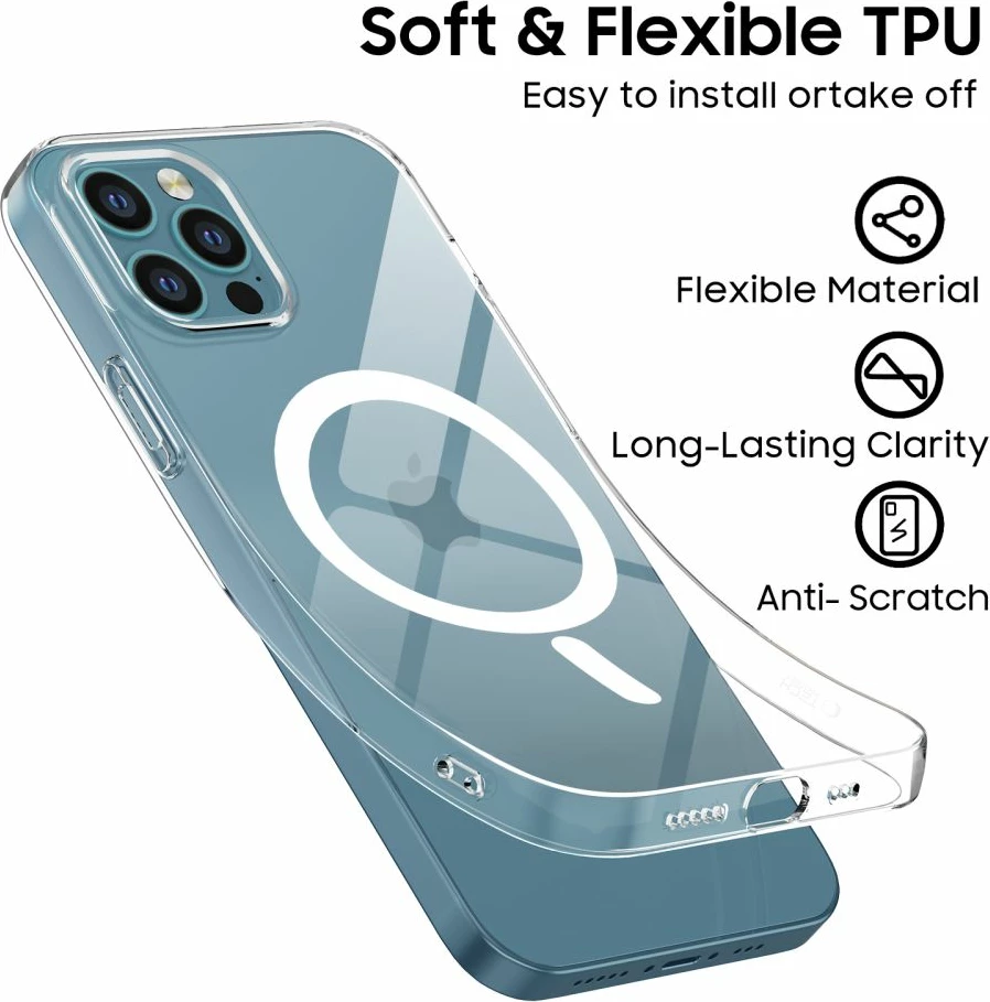 Mbështjellës Tech-Protect FlexAir MagSafe për iPhone 12 / 12 Pro, Transparent
