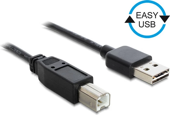 Kabllo USB DeLOCK EASY-USB A në B, 0.5m, USB 2.0, e zezë