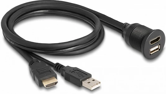 Kabl HDMI-A + USB 2.0 Type-A Delock, 1 m, panel-montim, waterproof, i zi