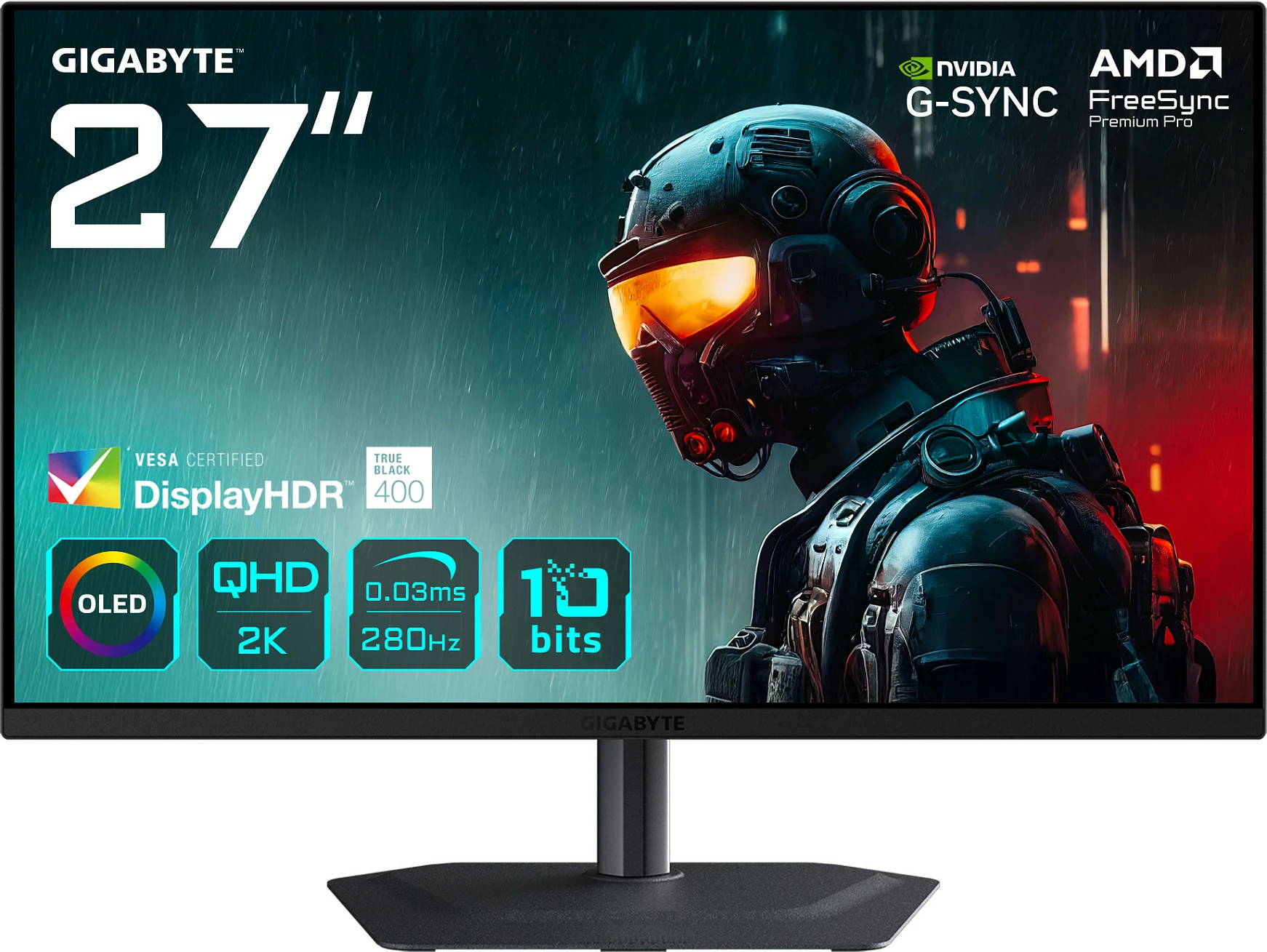 Monitor gaming Gigabyte MO27Q2A, 27", QD-OLED, QHD 280Hz, 0.03ms, i zi
