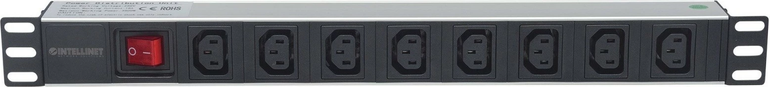 Prizë rack Intellinet 163620, 8 dalje C13, 1U, kabllo 2m, e zezë