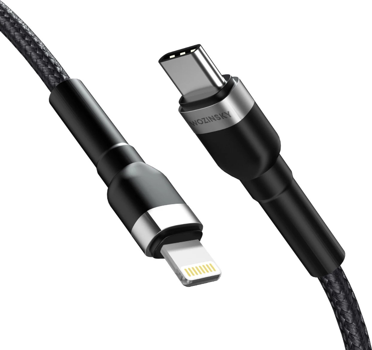 Kabllo karikimi dhe të dhënash Wozinsky WNBCL2, USB-C në Lightning, 2m, 30W, najlon, e zezë