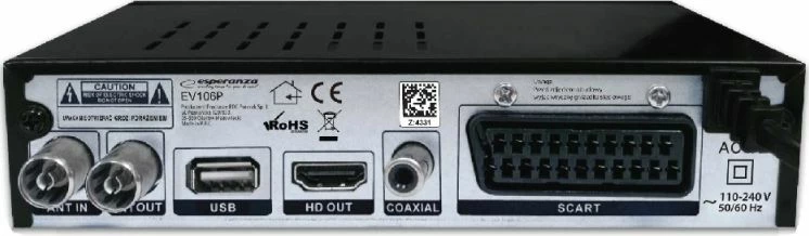 Dekoder TV Esperanza EV106P DVB-T2/HEVC Full HD, HDMI, 2xUSB, i zi
