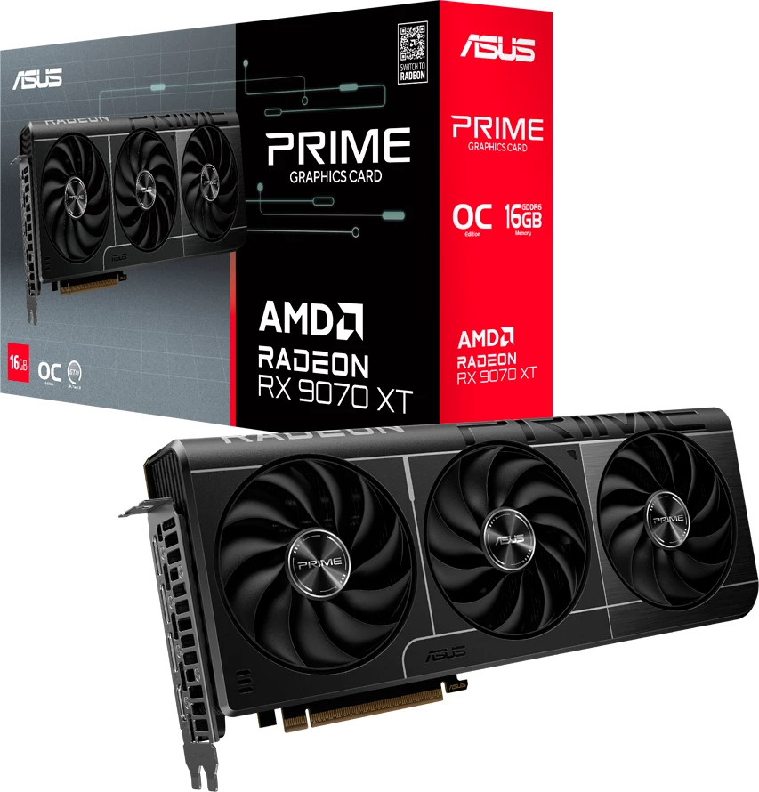 Kartë grafike ASUS Prime Radeon RX 9070 XT OC 16GB GDDR6 PCIe 5.0, e zezë