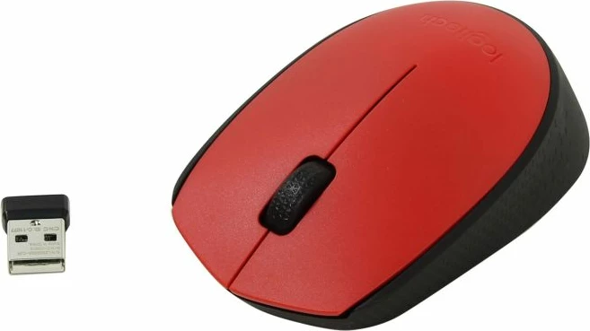 Maus wireless Logitech M171 optik nano USB 3 butona, i kuq