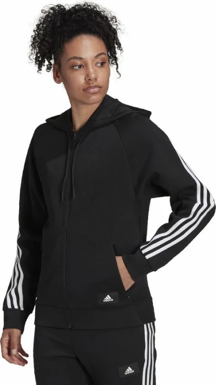 Duks me kapuç adidas për femra, i zi