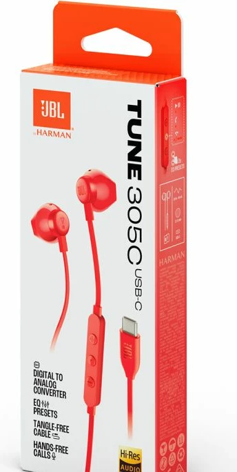 Kufje me kabllo USB-C JBL Tune 305C, e kuqe