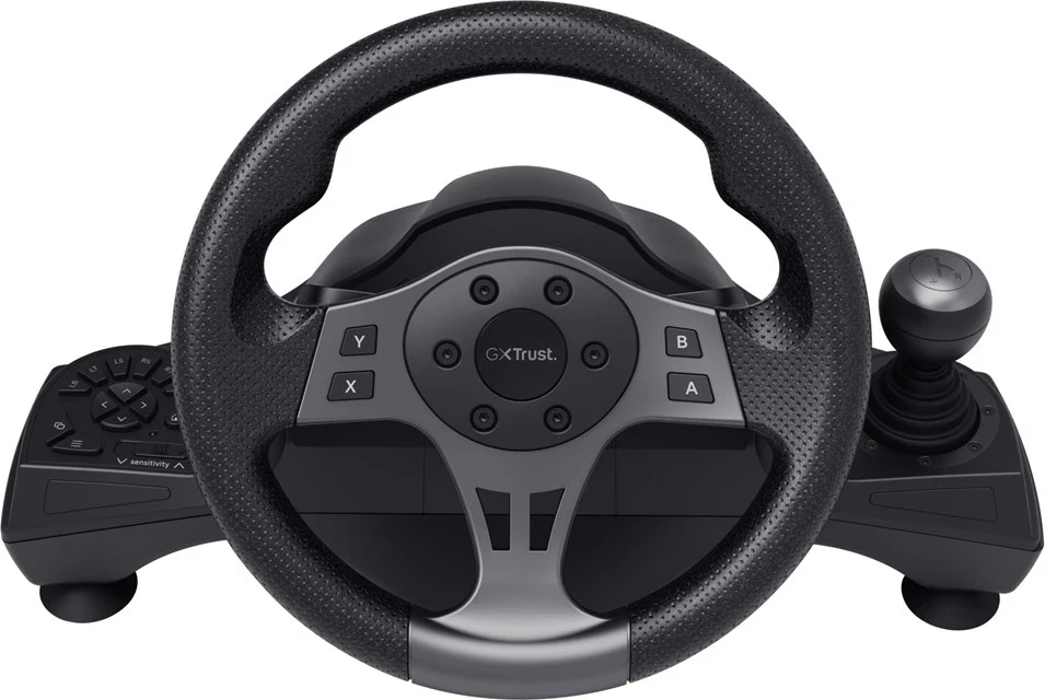 Timon + Pedale Trust GXT 289 Movi, USB, për Nintendo Switch, PlayStation 4, Xbox One S/X, Xbox Series S/X, E zezë