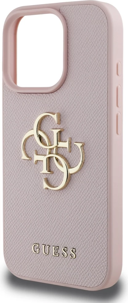 Mbështjellës Guess Grained Big 4G Logo Small Classic Logo për iPhone 16 Pro, Rozë