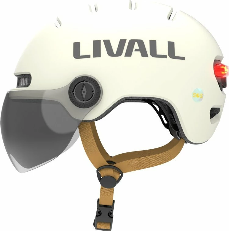 Helmet urban biciklete Livall L23, smart me sensor rënie SOS, LED, M 54-58 cm, i bardhë (L23-M-WHT)