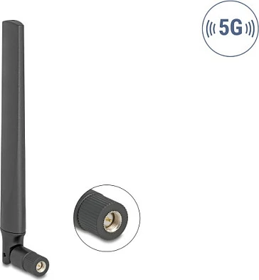 Antenë 5G DeLOCK 3.3-5.0 GHz, SMA plug, 4.7 dBi, omni, e zezë