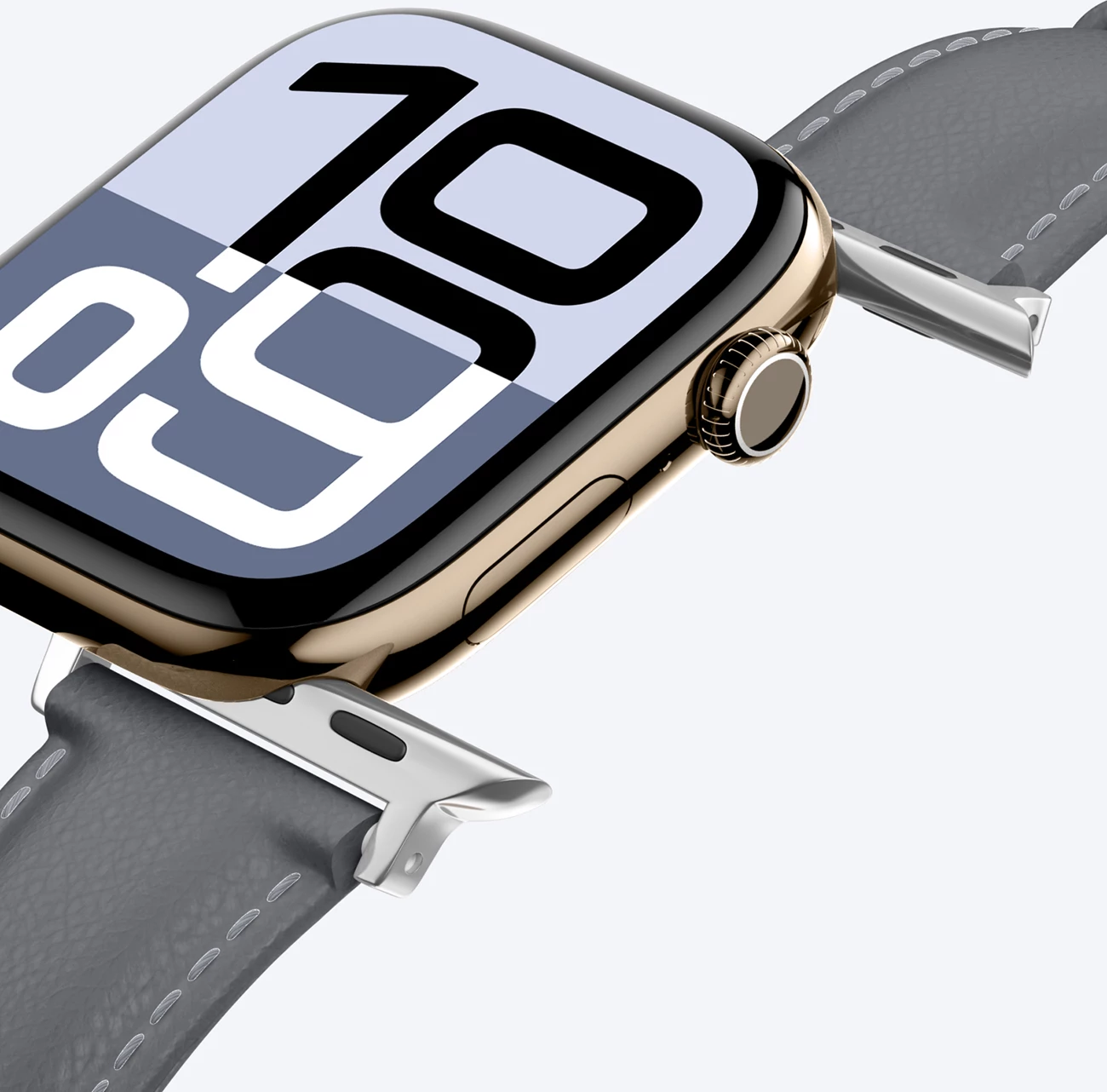 Rrip lëkure për Apple Watch AmazingThing Class Band, 45/46/49 mm, Gri