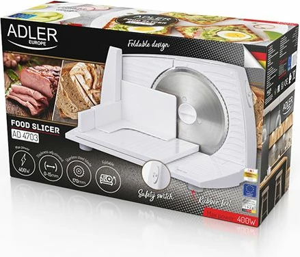 Prerëse ushqimi elektrike ADLER AD4703 150W teh inox 170mm rregullim 0-15mm, e bardhë