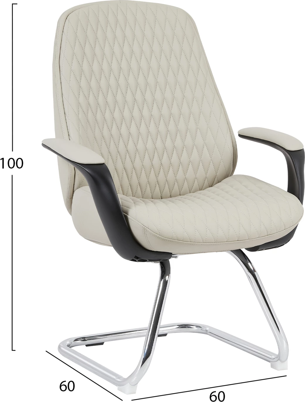 Karrige për vizitorë VELUM-s FH1235.02, lëkurë sintetike PU bezhë, bazë e kromuar, 71x60x100 cm