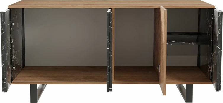 Bufe Amanda, ngjyrë arre-e zezë, 160x40x78.5cm