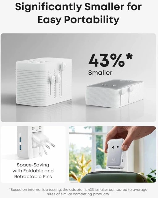 Adapter udhëtimi ANKER Nano A9215H21, 20W, 5-në-1 (2x USB-C/2x USB-A/AC), i bardhë