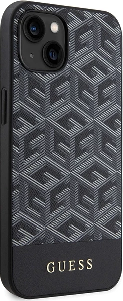 Mbështjellës Guess GCube Stripes MagSafe për iPhone 15 / 14 / 13, i zi