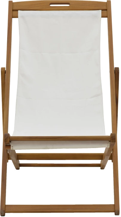 Shezlong Franclow dru akacie natyrale-pëlhurë pvc e bardhë