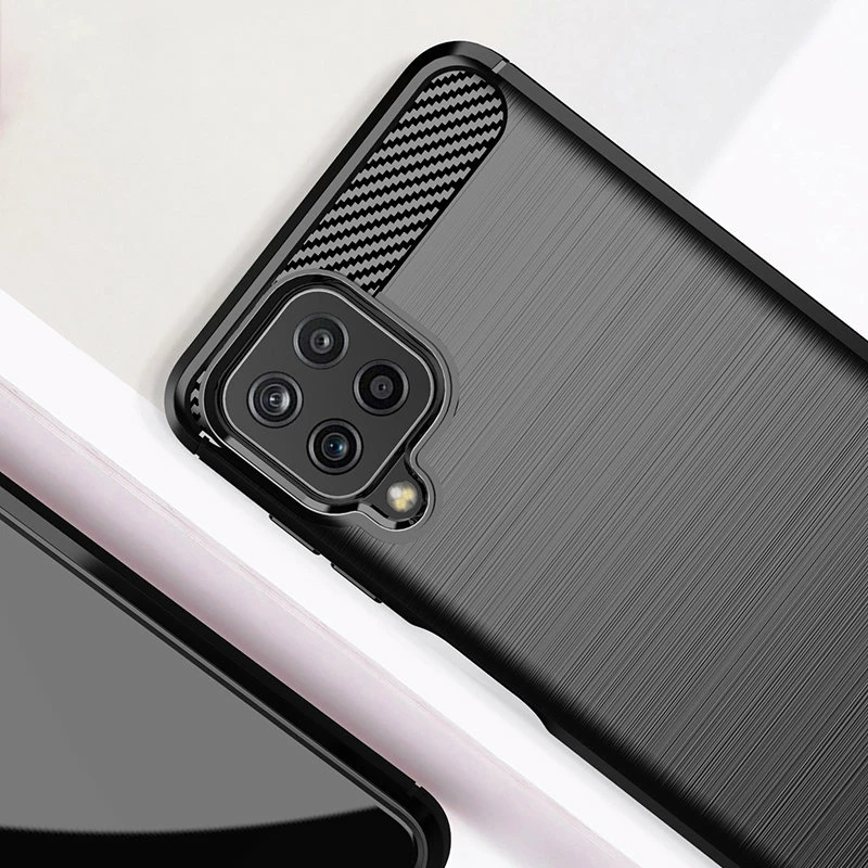 Mbështjellës Hurtel Carbon Case për Samsung Galaxy A22 4G, i zi