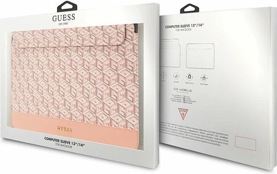 Mbështjellës laptopi Guess GCube Stripe, 14", Rozë