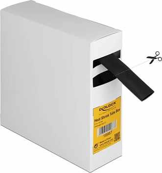 Tub termo-tkurrës DeLOCK 5 m x 15 mm, 3:1, me ngjitës të brendshëm, i zi