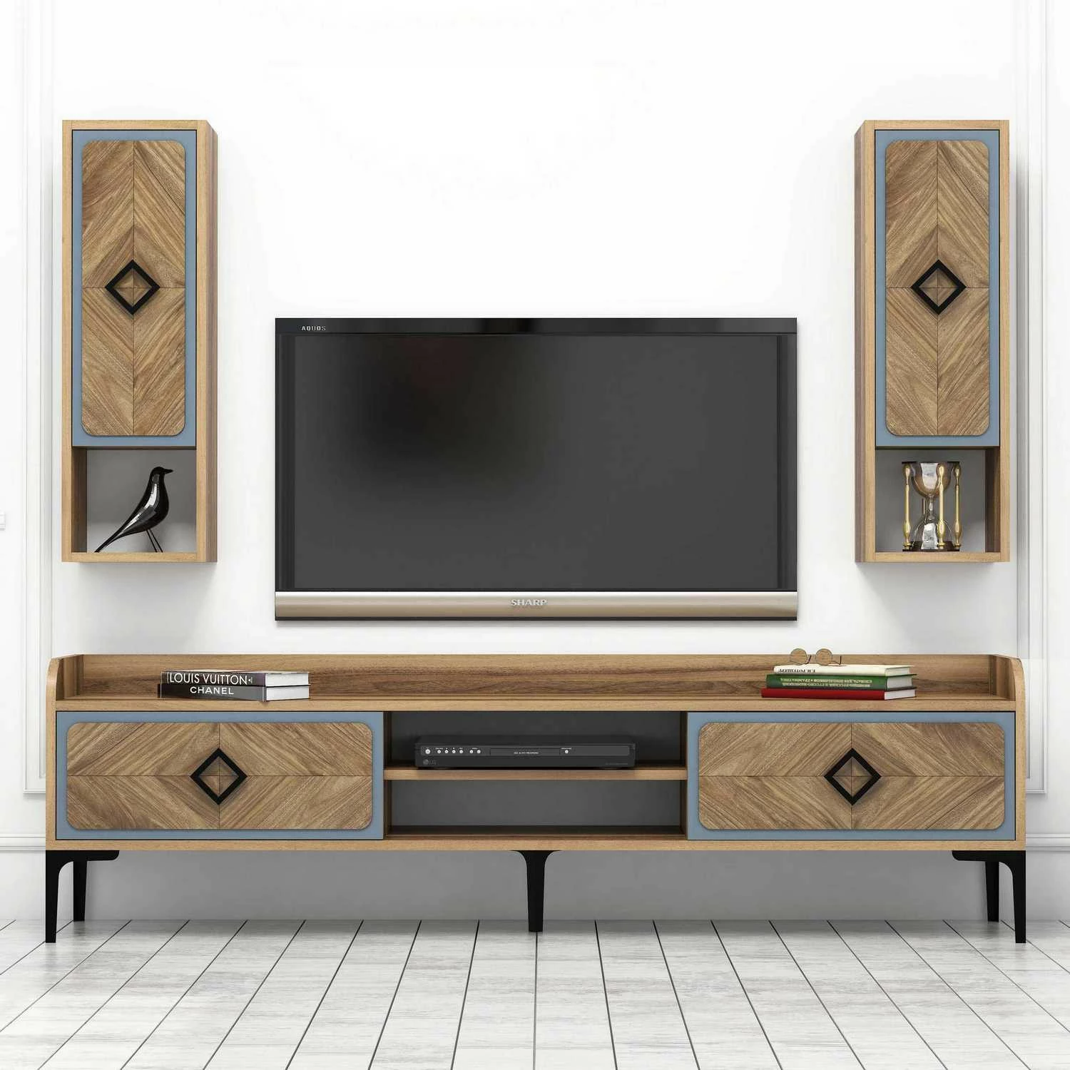 Komodë TV Hanah Home Samba, ngjyrë arre dhe blu