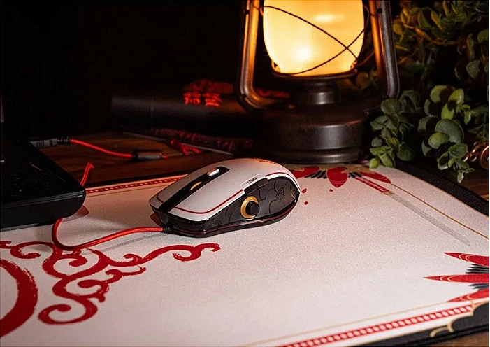 Maus gaming LEXIP x Ubisoft Assassin's Creed Shadows, 12000 DPI, USB Type-A, për dorë të djathtë, zi/ari/kuqe/bardhë