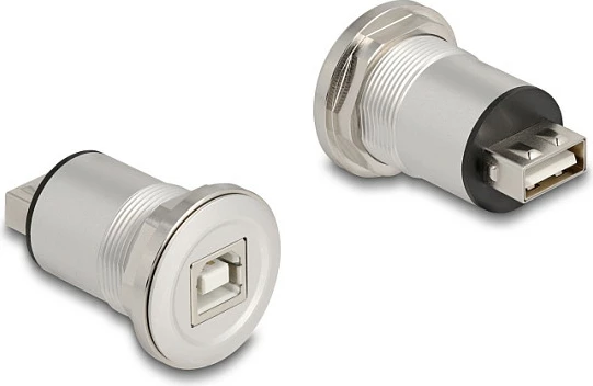 Adapter USB panel DeLOCK 88194, USB-A femër në USB-B femër, USB 2.0, 480 Mbit/s, e zezë/argjendtë