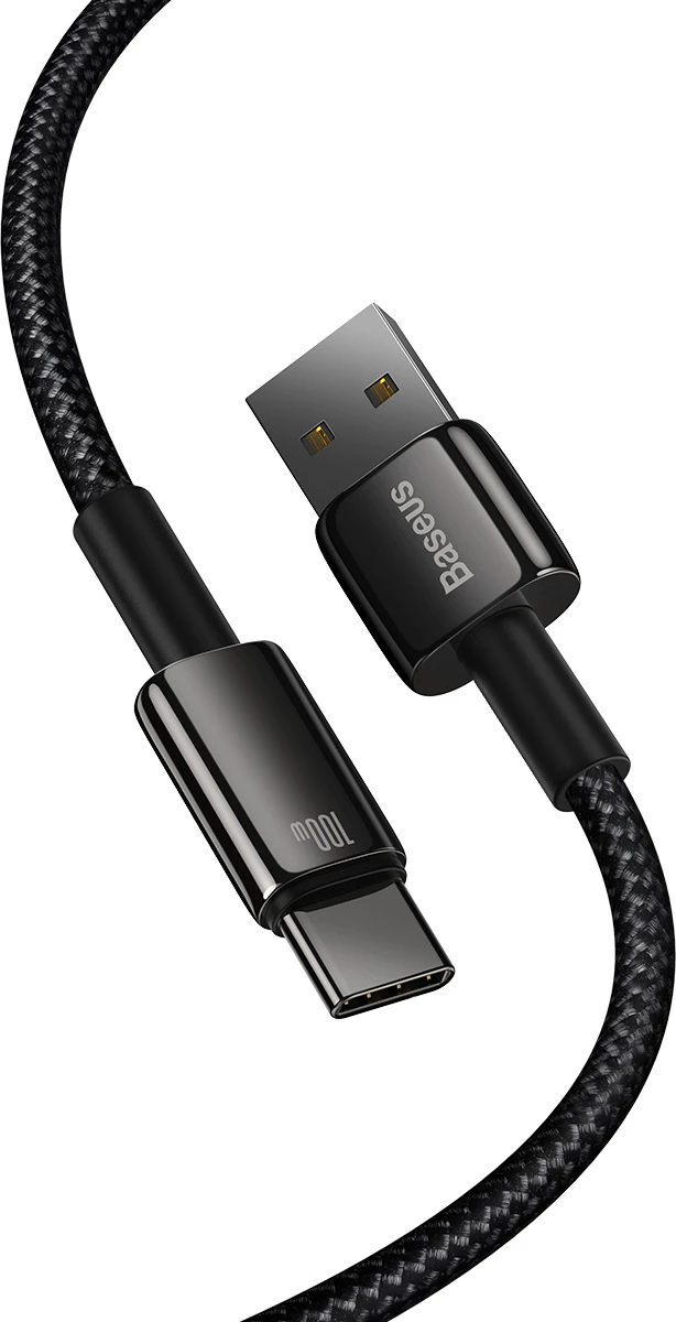 Kabllo Baseus Tungsten Gold USB-A në USB-C 2m, 100W, e zezë