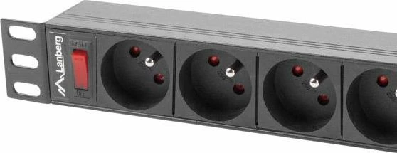 Shirit rryme PDU Lanberg PDU-09E-0300-BK 19\" 1U 9x 230V kabllo 3m, i zi