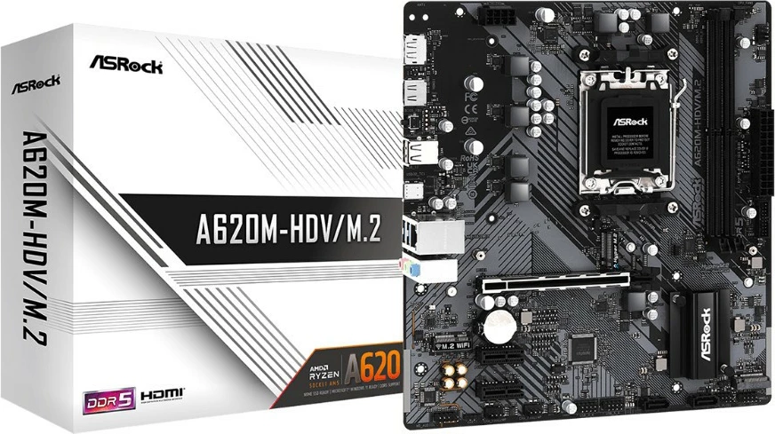 Pllakë amë ASRock A620M-HDV/M.2, AMD, Socket AM5, DDR5, 96 GB