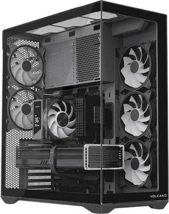 Kasë kompjuteri MODECOM Volcano Space XL AT-SPACE-XL-5F-ARGB-10 Big Tower, 5x 140 mm ventilatorë ARGB, xham i temperuar, ATX/E-ATX, e zezë