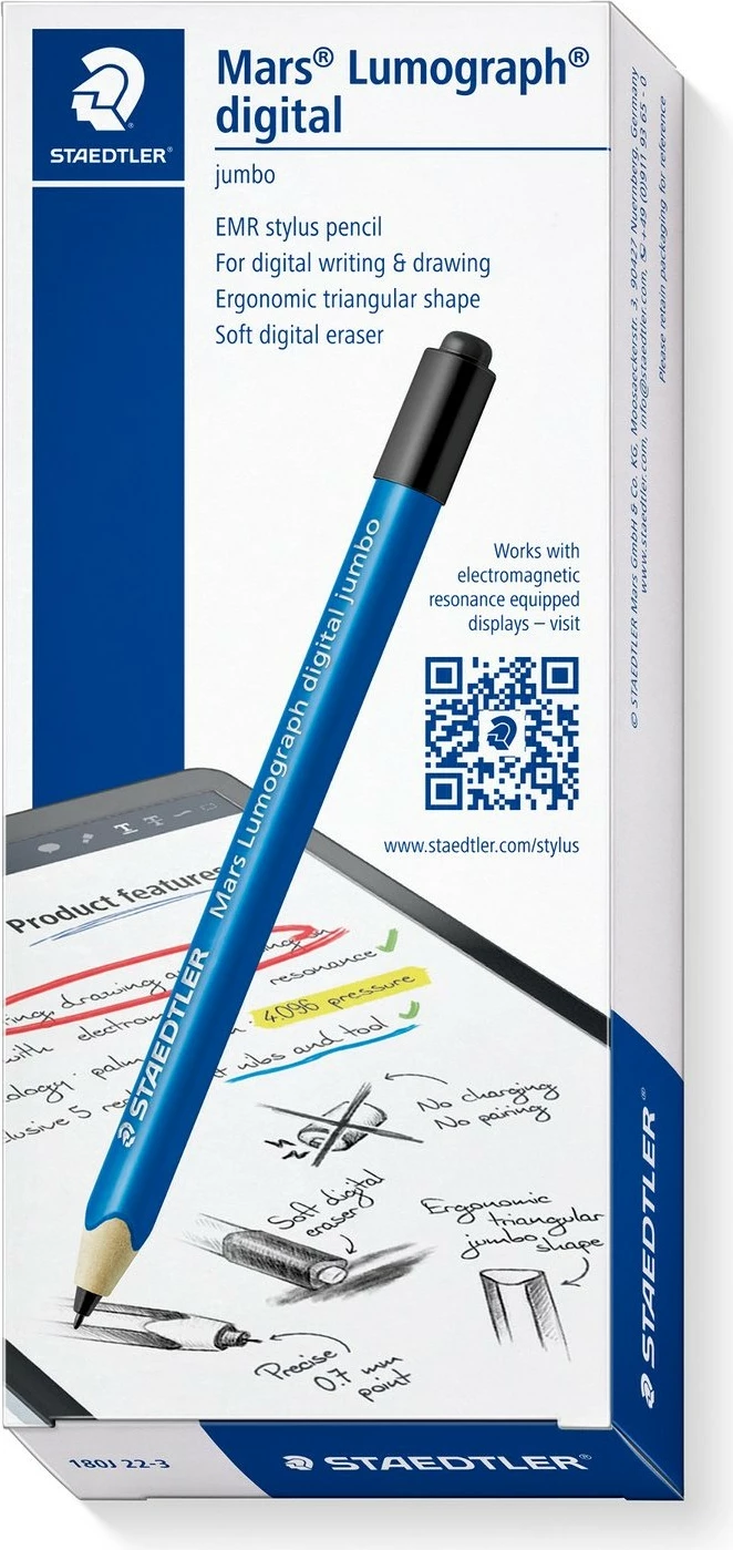 Laps digjital STAEDTLER Mars Lumograph digital Jumbo, majë e zezë, për tablet, blu