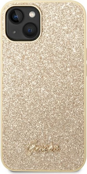 Mbështjellës Guess GUHCP14SHGGSHD për iPhone 14 6.1", hardcase, Glitter Script, ari