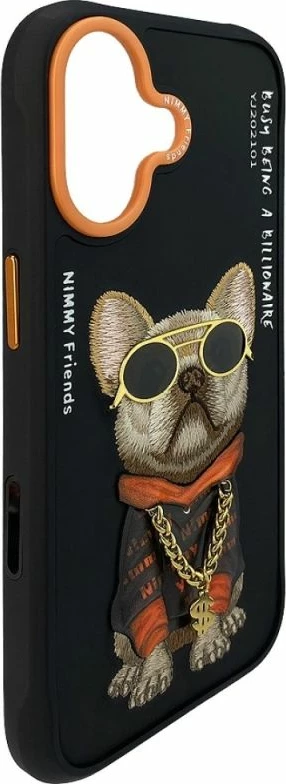 Kuti për iPhone 17 Nimmy Glasses Cool Dog, e zezë