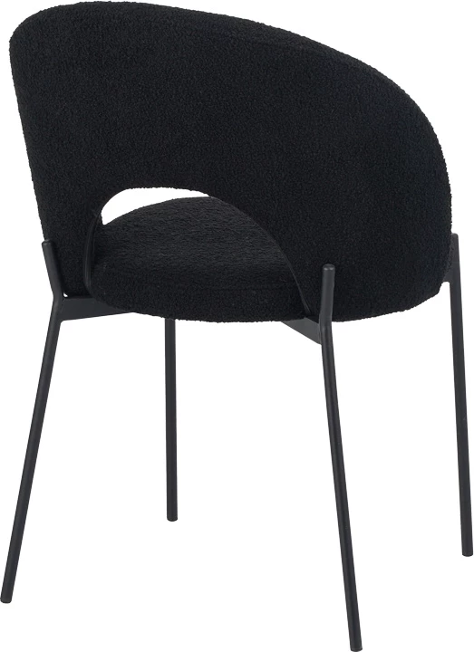 Karrige Masebo, pëlhurë bouclé, ngjyrë e zezë, këmbë metalike, 68x66x82.5cm