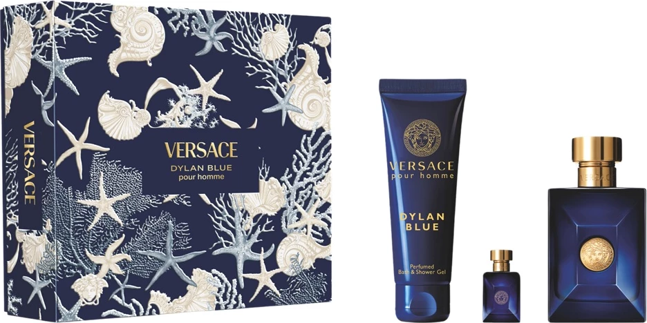 Set Eau de Toilette për meshkuj Versace Pour Homme Dylan Blue 100ml + xhel dushi 150ml + miniaturë 5ml