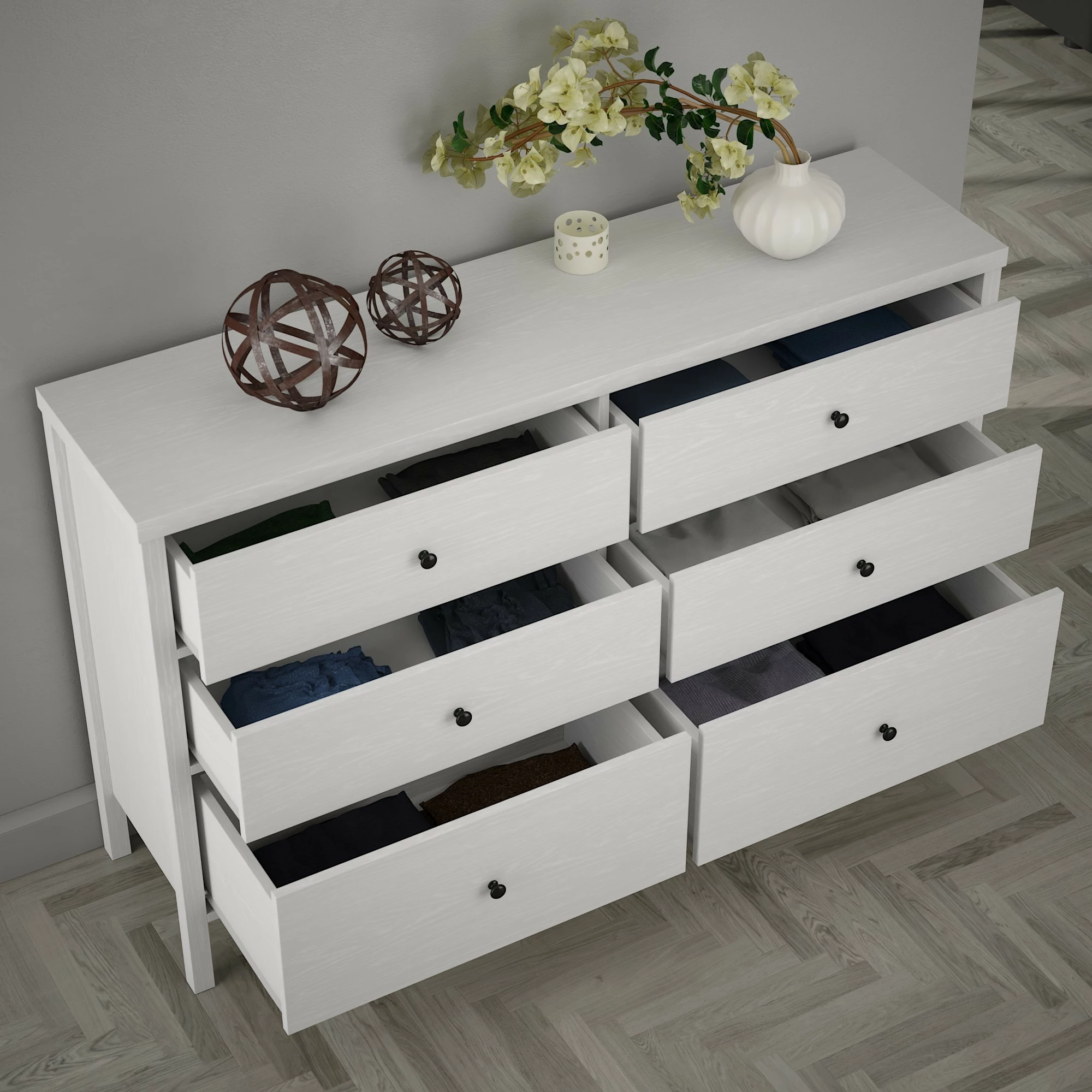 Komodë Hanah Home, FRN-10017, ngjyrë druri dhe e bardhë