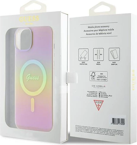 Mbështjellës Guess GUHMP15MHITSP për iPhone 15 Plus 6.7", MagSafe, rozë