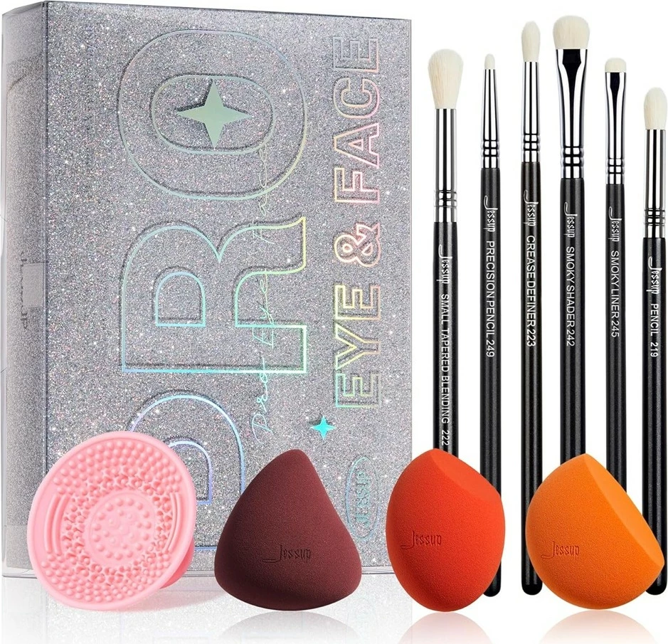 Set aksesorësh për grim JESSUP T504 për femra, 10 copë