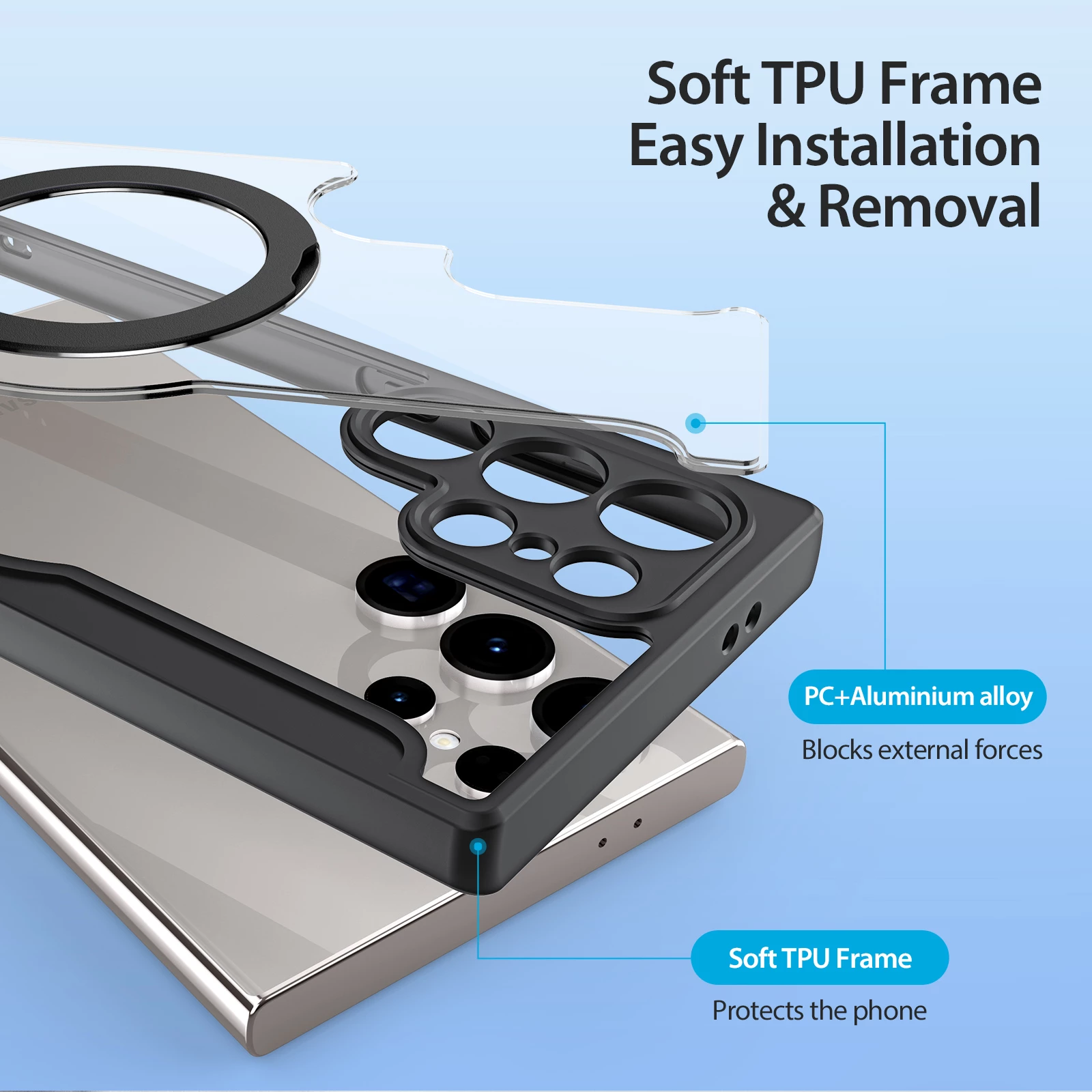 Mbështjellës Dux Ducis Skin X Pro me kapak dhe unazë magnetike për Samsung S24 Ultra, i zi