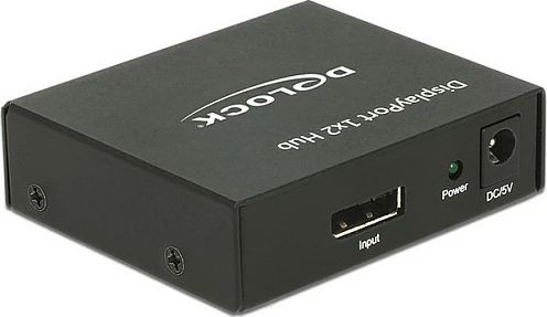 Splitter DisplayPort DeLOCK 87691, 1x DP në 2x DP, 4K 60Hz, i zi
