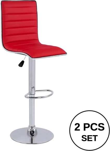 Karrige për bar Nexus me ngritje me gaz & PU e kuqe FH209.04 40x47.5x115cm, set prej 2 copë