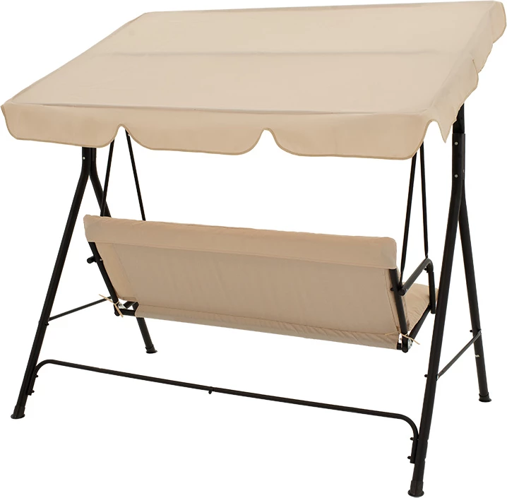 Lëkundëse kopshti Globo, metal i zi, material bezhë, 170x110x153cm