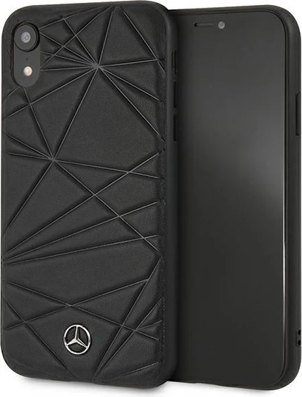 Mbështjellës Mercedes Twister për iPhone XR, lëkurë, i zi