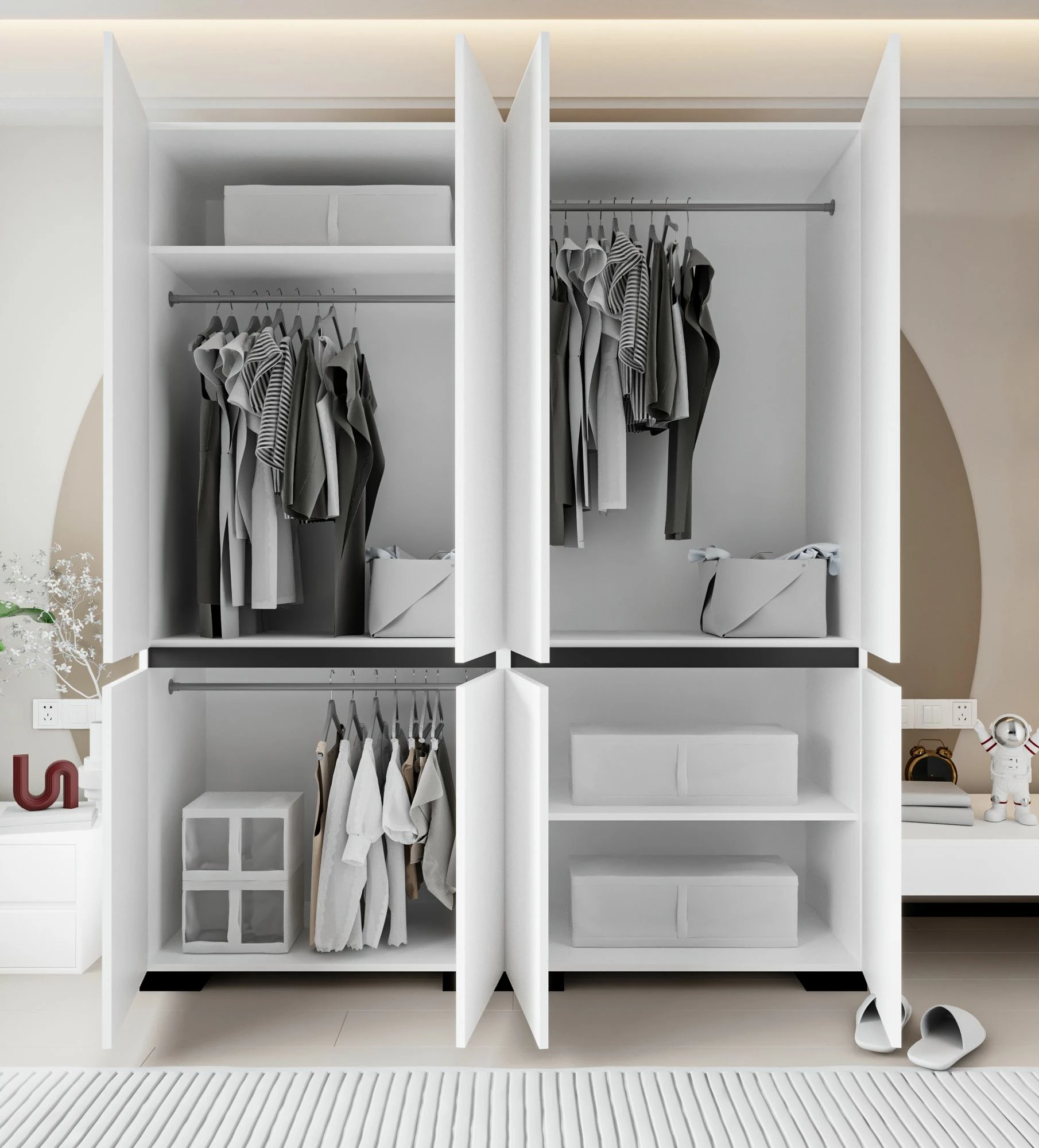 Dollap garderobe Skye Decor, Floransa 180, bardhë, antracit v2