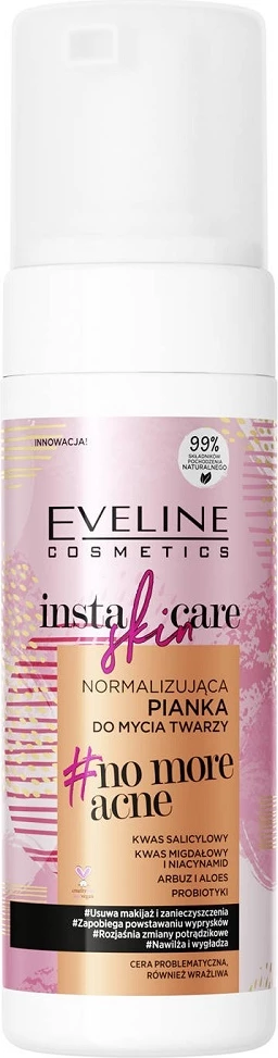 Shkumë pastruese për fytyrë për femra Eveline Cosmetics Insta Skin Care Normalizing Face Wash Foam, 150ml