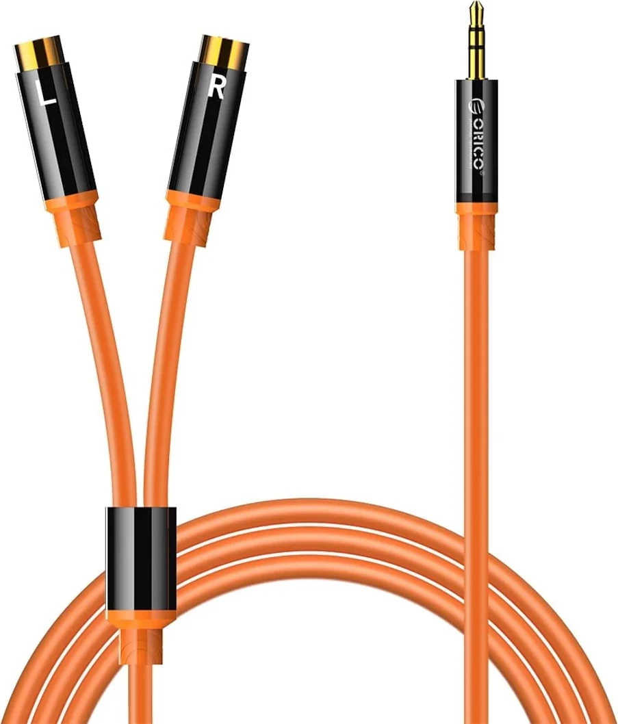 Kabllo audio Orico AXRF 3.5mm mini jack (m) në 2x RCA (f) 3 m, portokalli