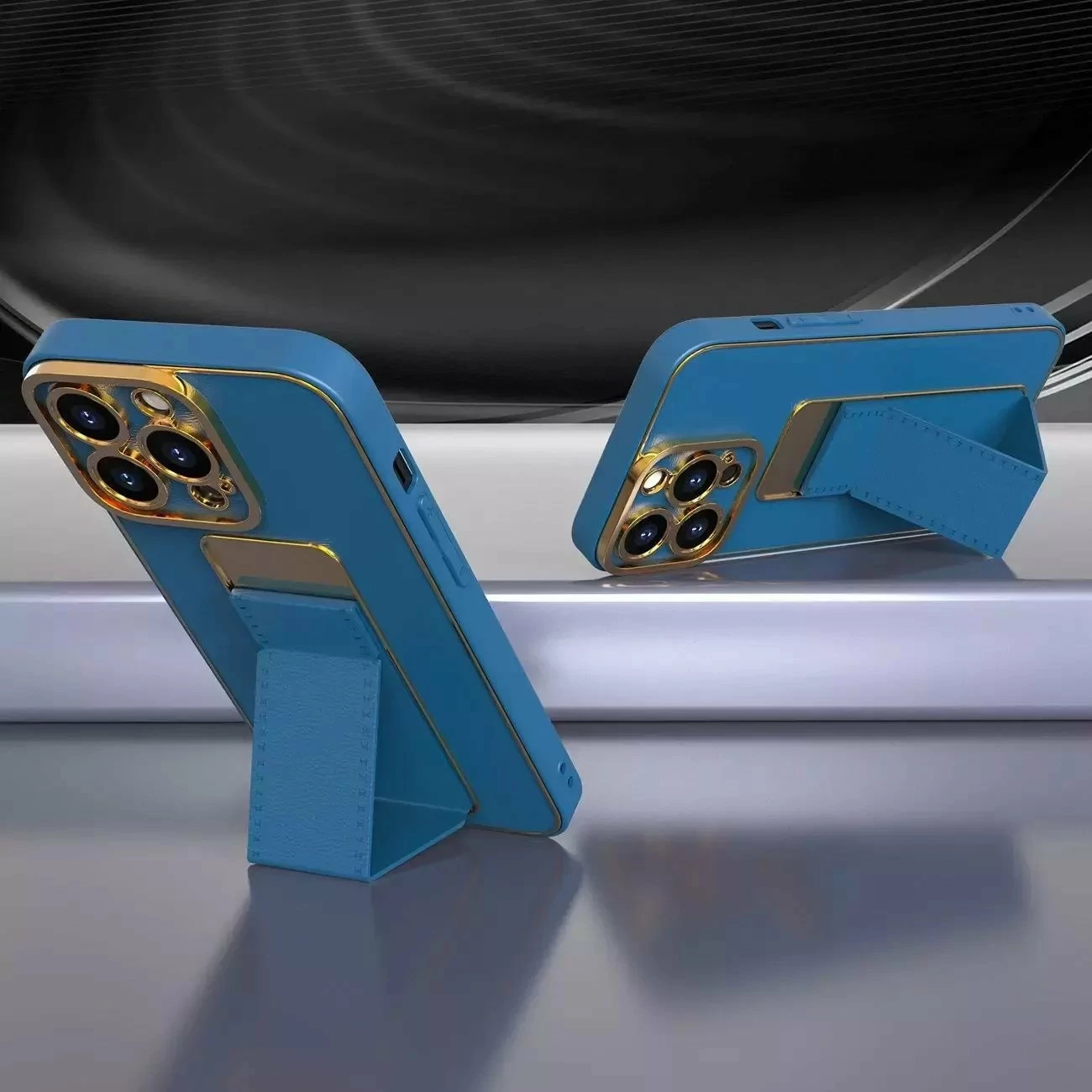 Mbështjellës 4kom.pl New Kickstand Case për Samsung Galaxy A12 5G, me mbajtëse, blu