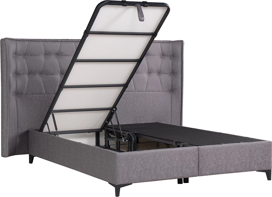 Krevat me hapësirë për depo, kadife gri, 160x200cm, 218x222x122cm